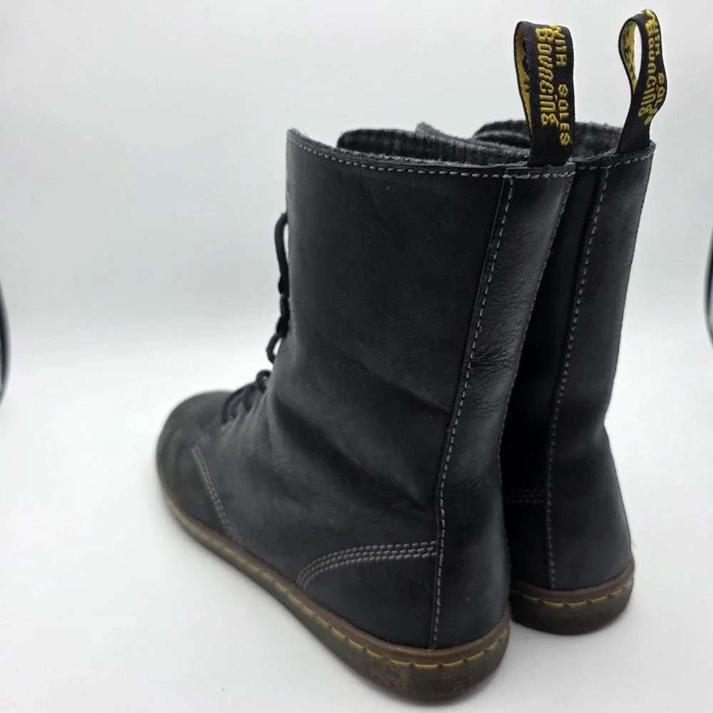 Dr. Martens Tehani Boots‎ Womens 10 Black Leather Fold Over Combat Punk Grunge - Picture 4 of 13